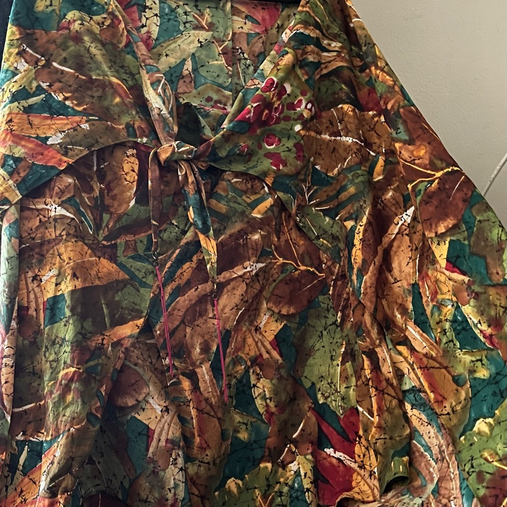 Soft Surroundings Multicolor Leaf Print Wrap Skirt